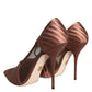 Brown Mesh Viscose Ankle Strap Pumps Shoes