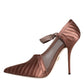 Brown Mesh Viscose Ankle Strap Pumps Shoes