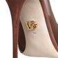 Brown Mesh Viscose Ankle Strap Pumps Shoes