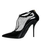 Black Mesh Patent Leather Heels Pumps Shoes