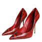 Red Leather Stiletto High Heels Pumps Shoes