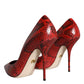 Red Leather Stiletto High Heels Pumps Shoes