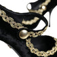 Black Mary Janes Velvet Gold Pumps Shoes