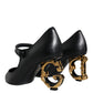 Black Leather Logo Heels Mary Janes Pumps Shoes