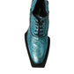 Scarpe eleganti con tacco a blocco Derby in pelle blu