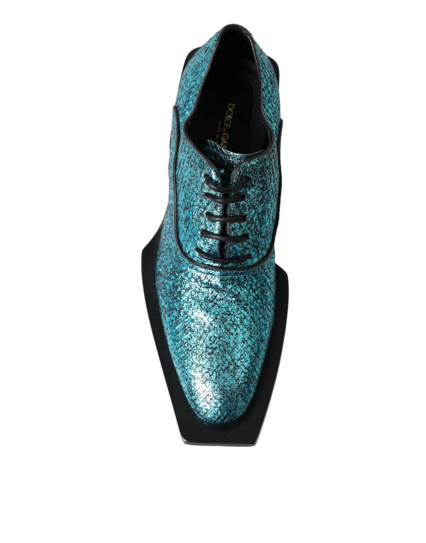 Scarpe eleganti con tacco a blocco Derby in pelle blu