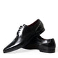 Black Leather Crystal Dress Formal Shoes