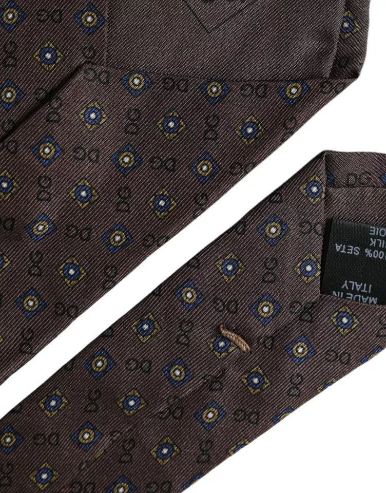 Cravatta da uomo regolabile con logo in seta marrone