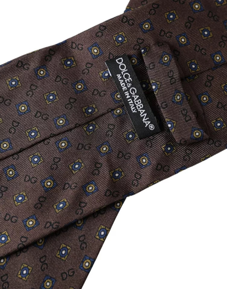 Cravatta da uomo regolabile con logo in seta marrone