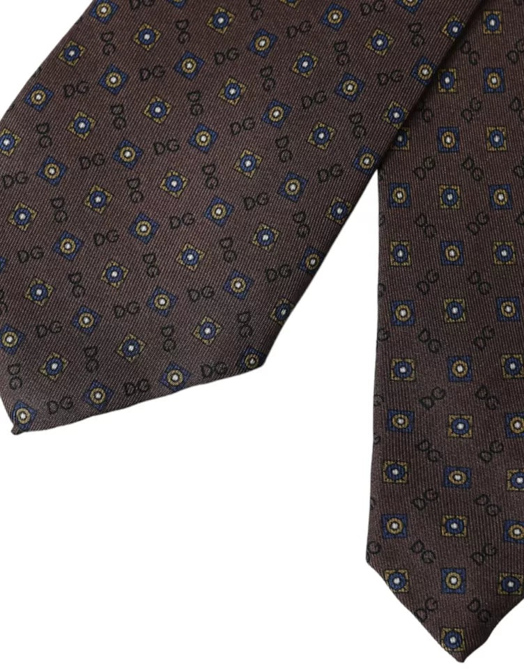 Cravatta da uomo regolabile con logo in seta marrone