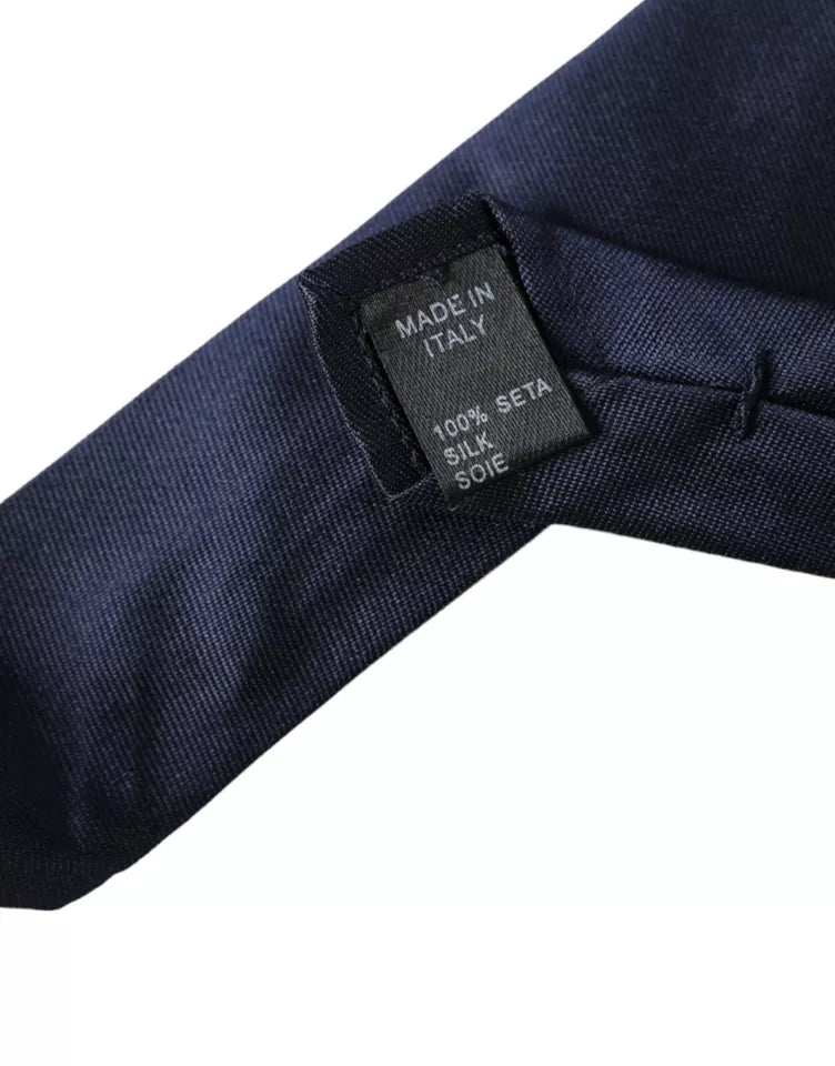Cravatta sottile regolabile in seta blu scuro