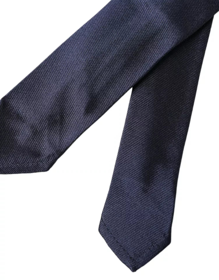 Cravatta sottile regolabile in seta blu scuro