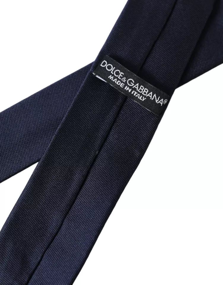 Cravatta sottile regolabile in seta blu scuro