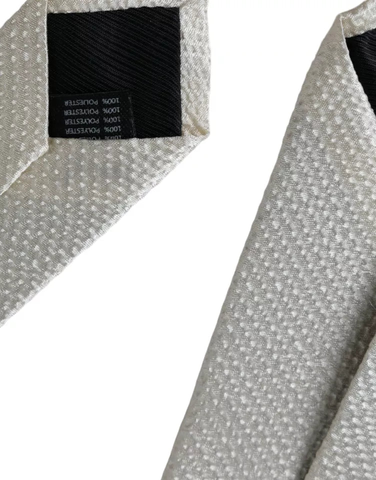 Cravatta regolabile da uomo in seta 100% bianco sporco