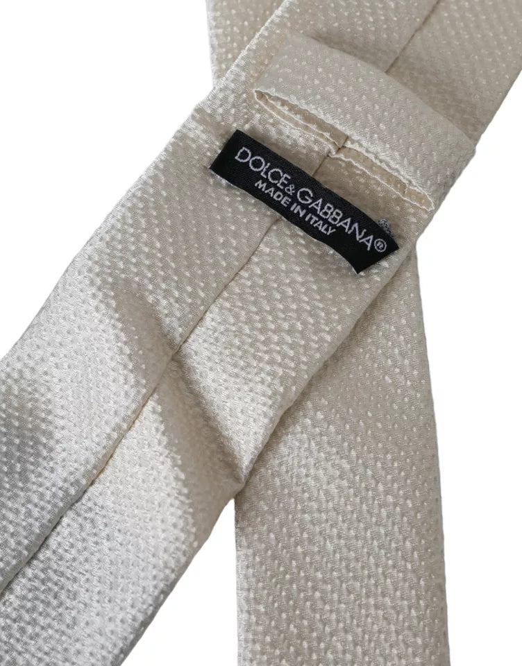 Cravatta regolabile da uomo in seta 100% bianco sporco