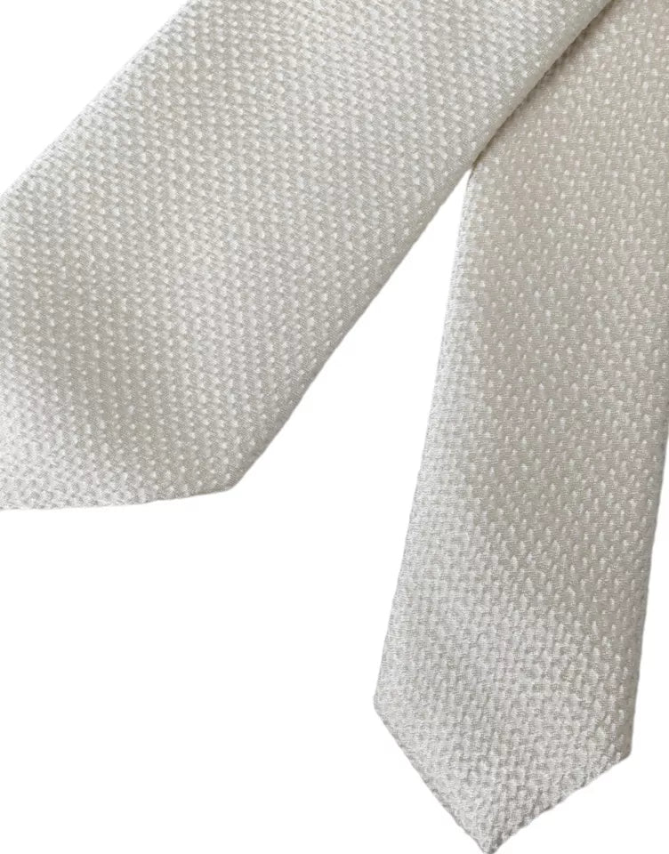 Cravatta regolabile da uomo in seta 100% bianco sporco