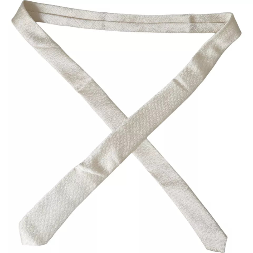 Cravatta regolabile da uomo in seta 100% bianco sporco