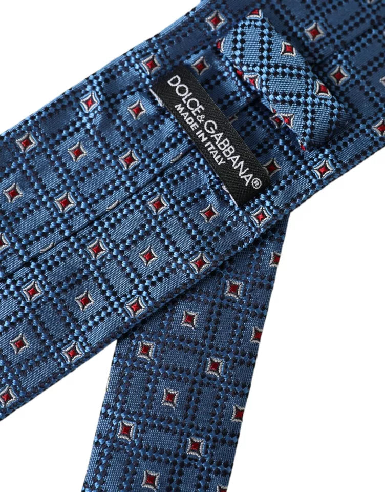 Cravatta regolabile da uomo in seta 100% con fantasia blu