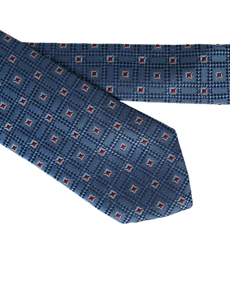 Cravatta regolabile da uomo in seta 100% con fantasia blu