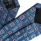 Cravatta regolabile da uomo in seta 100% con fantasia blu