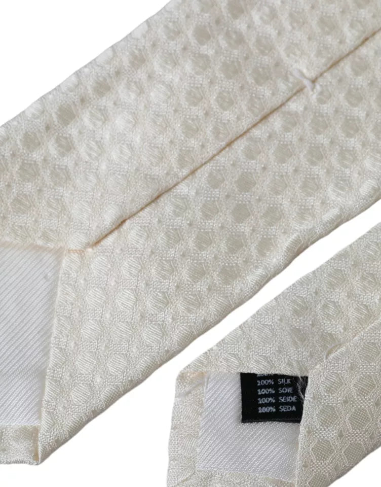 Cravatta regolabile in seta bianco sporco da uomo
