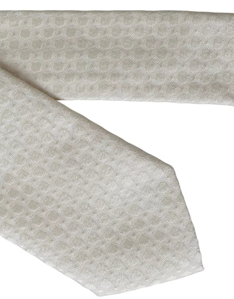 Cravatta regolabile in seta bianco sporco da uomo