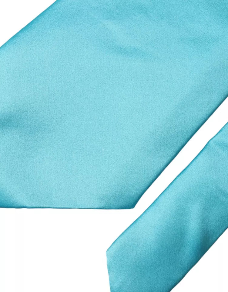 Cravatta da uomo larga regolabile in raso di seta azzurro chiaro