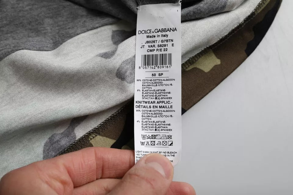 Mehrfarbiges Herren-T-Shirt aus Baumwolle mit Rundhalsausschnitt und Camouflage-Muster