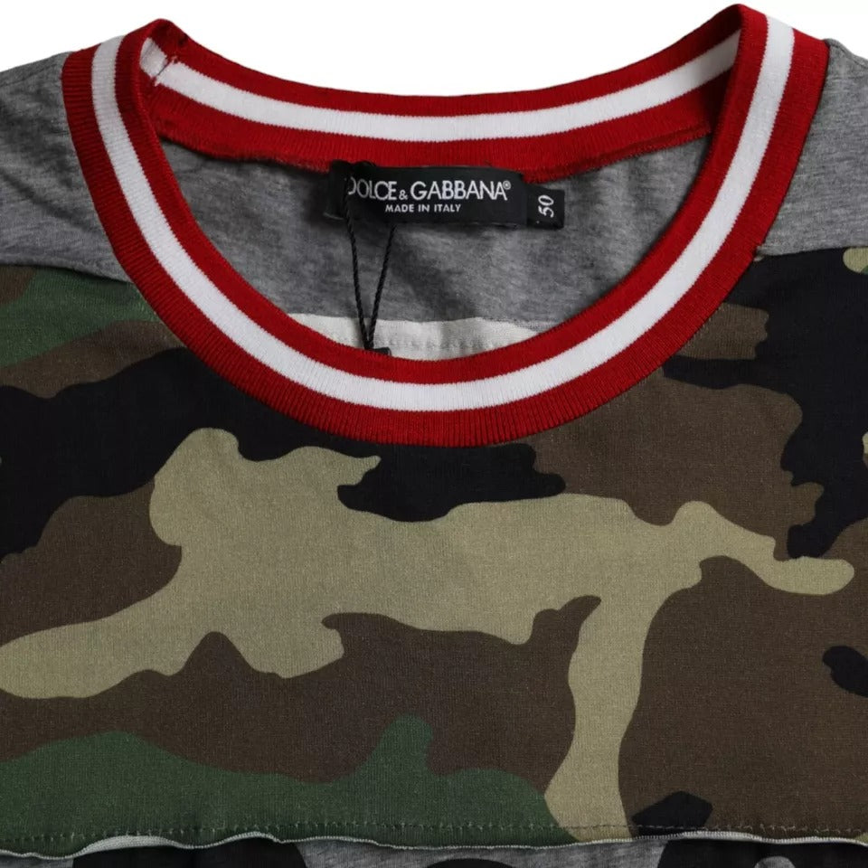 Mehrfarbiges Herren-T-Shirt aus Baumwolle mit Rundhalsausschnitt und Camouflage-Muster