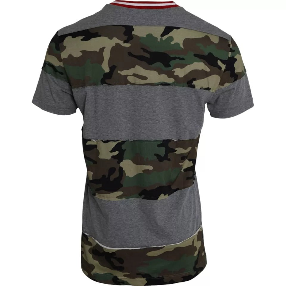 Mehrfarbiges Herren-T-Shirt aus Baumwolle mit Rundhalsausschnitt und Camouflage-Muster