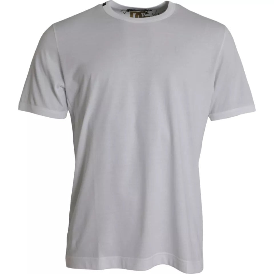 Weißes T-Shirt aus Baumwolle mit Rundhalsausschnitt und kurzen Ärmeln