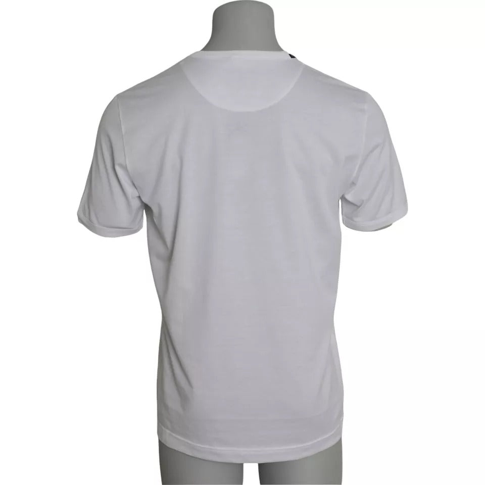Weißes T-Shirt aus Baumwolle mit Rundhalsausschnitt und kurzen Ärmeln