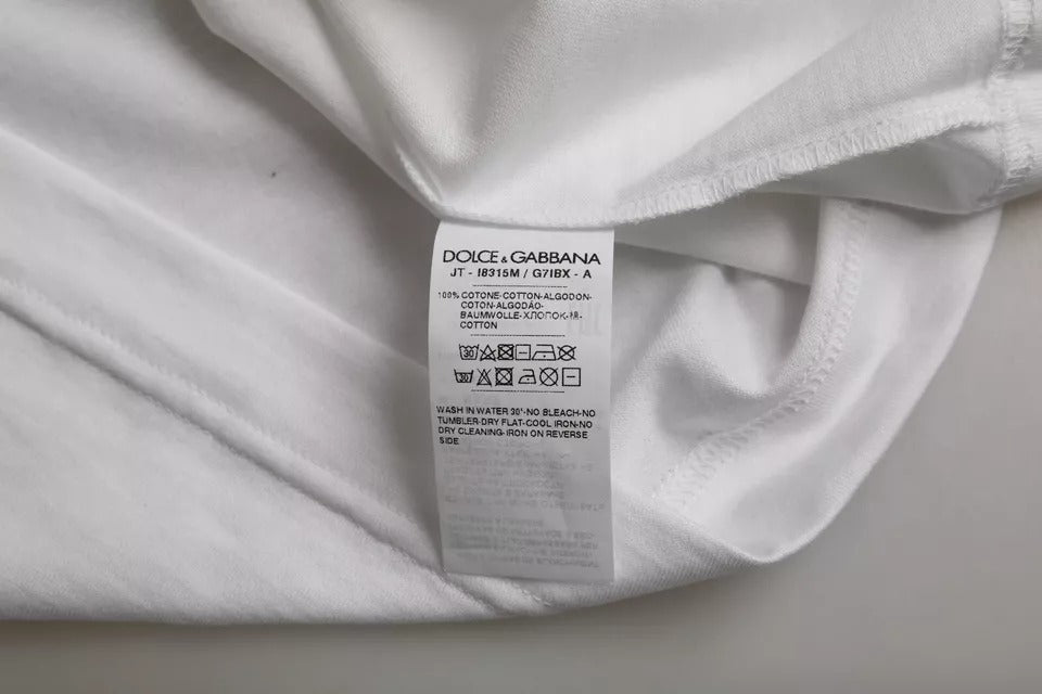 Weißes T-Shirt aus Baumwolle mit Rundhalsausschnitt und kurzen Ärmeln