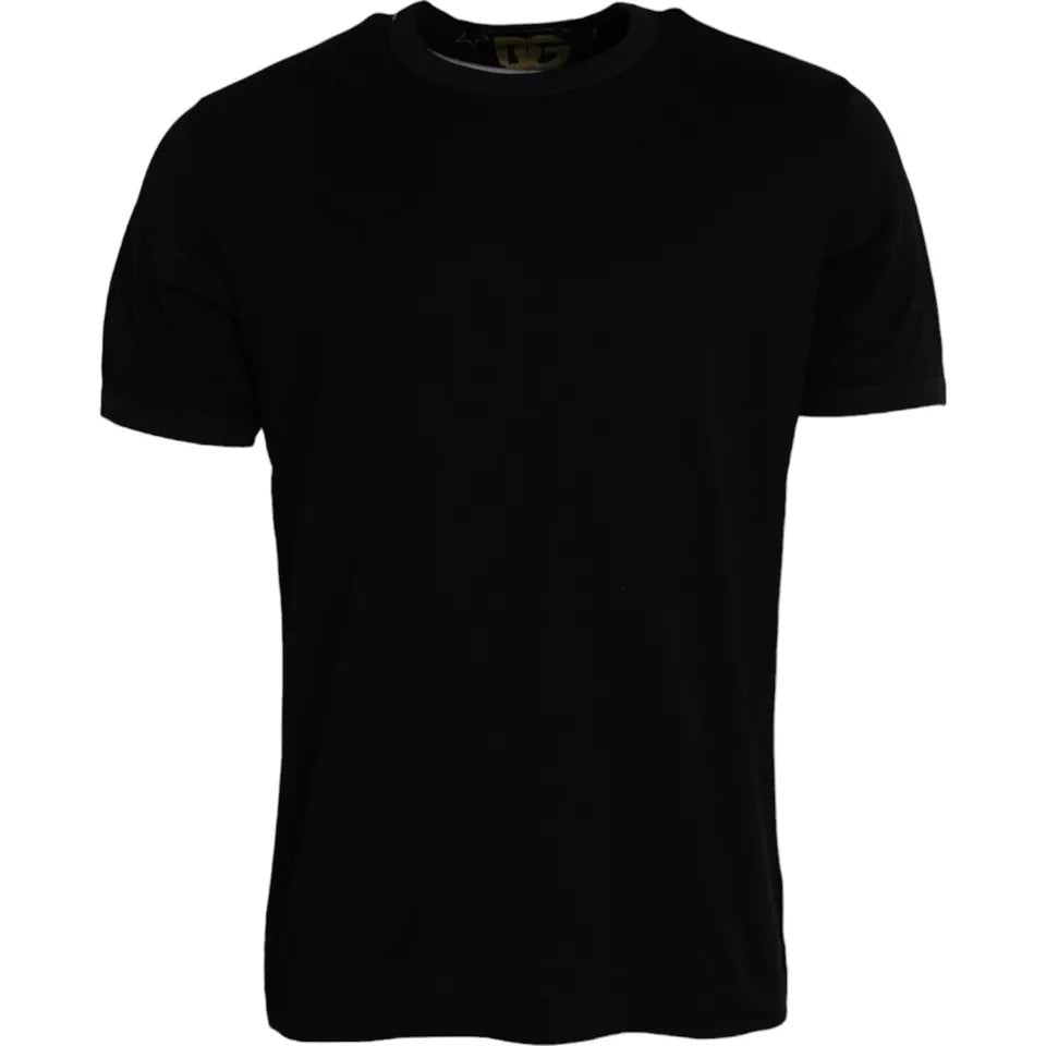 Schwarzes Herren-T-Shirt aus Baumwolle mit Rundhalsausschnitt und kurzen Ärmeln