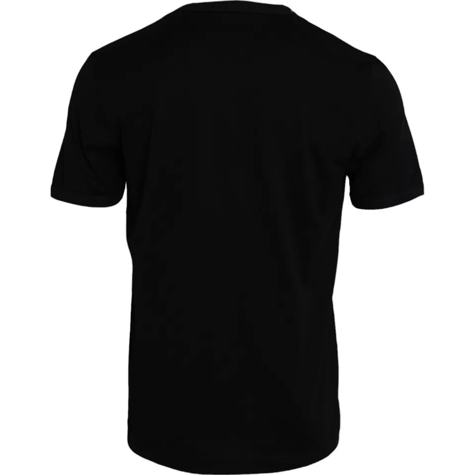 Schwarzes Herren-T-Shirt aus Baumwolle mit Rundhalsausschnitt und kurzen Ärmeln