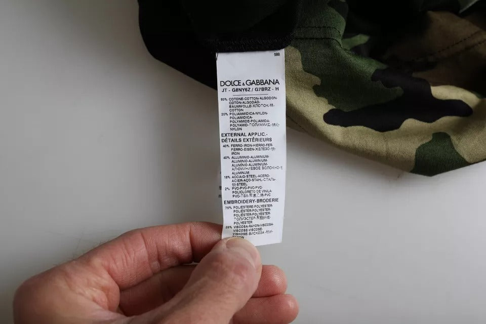 Mehrfarbiges Herren-T-Shirt aus Baumwolle mit Rundhalsausschnitt und Camouflage-Muster