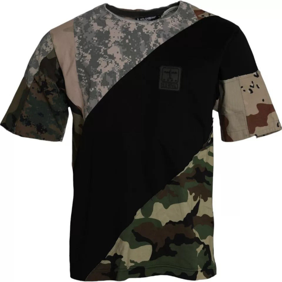 Mehrfarbiges Herren-T-Shirt aus Baumwolle mit Rundhalsausschnitt und Camouflage-Muster