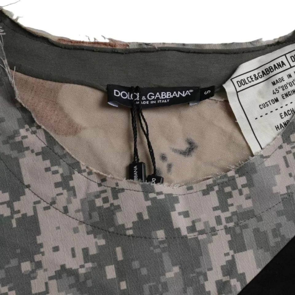 Mehrfarbiges Herren-T-Shirt aus Baumwolle mit Rundhalsausschnitt und Camouflage-Muster
