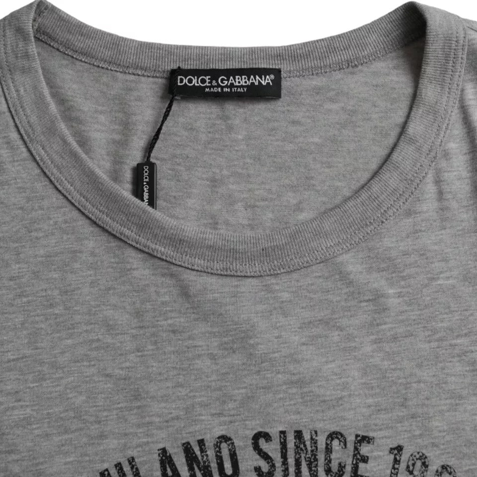 Graues T-Shirt aus Baumwolle mit Rundhalsausschnitt und grafischem Print