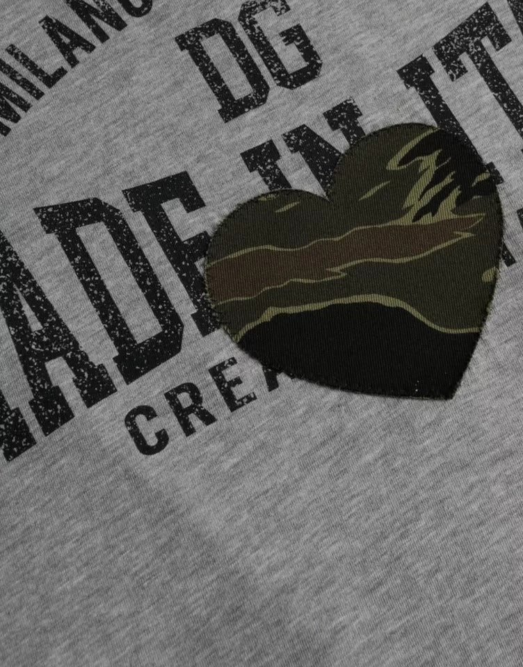 Graues T-Shirt aus Baumwolle mit Rundhalsausschnitt und grafischem Print
