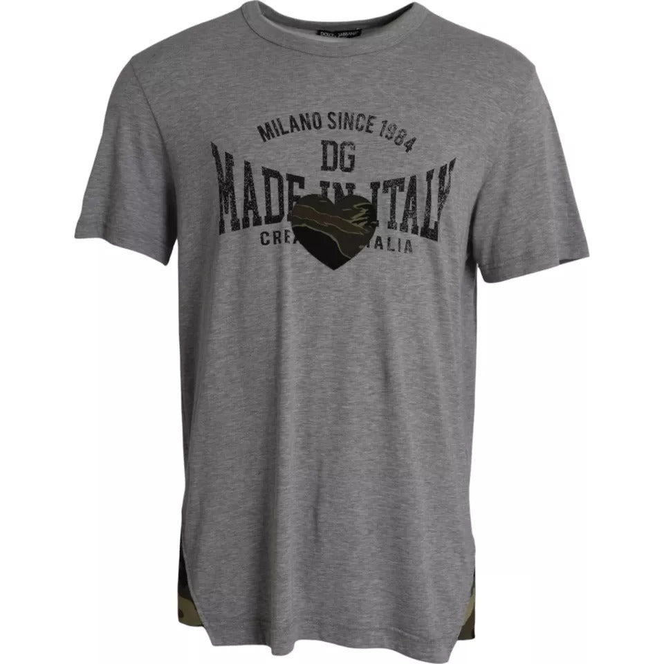 Graues T-Shirt aus Baumwolle mit Rundhalsausschnitt und grafischem Print