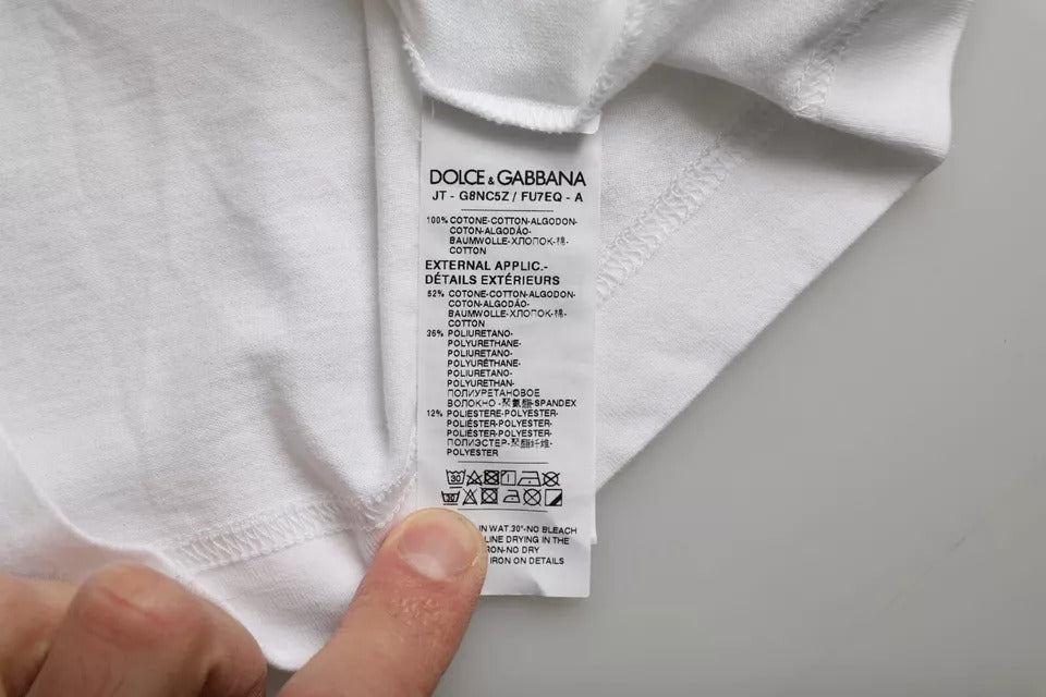 Weißes Herren-T-Shirt mit DG-Applikation aus Baumwolle