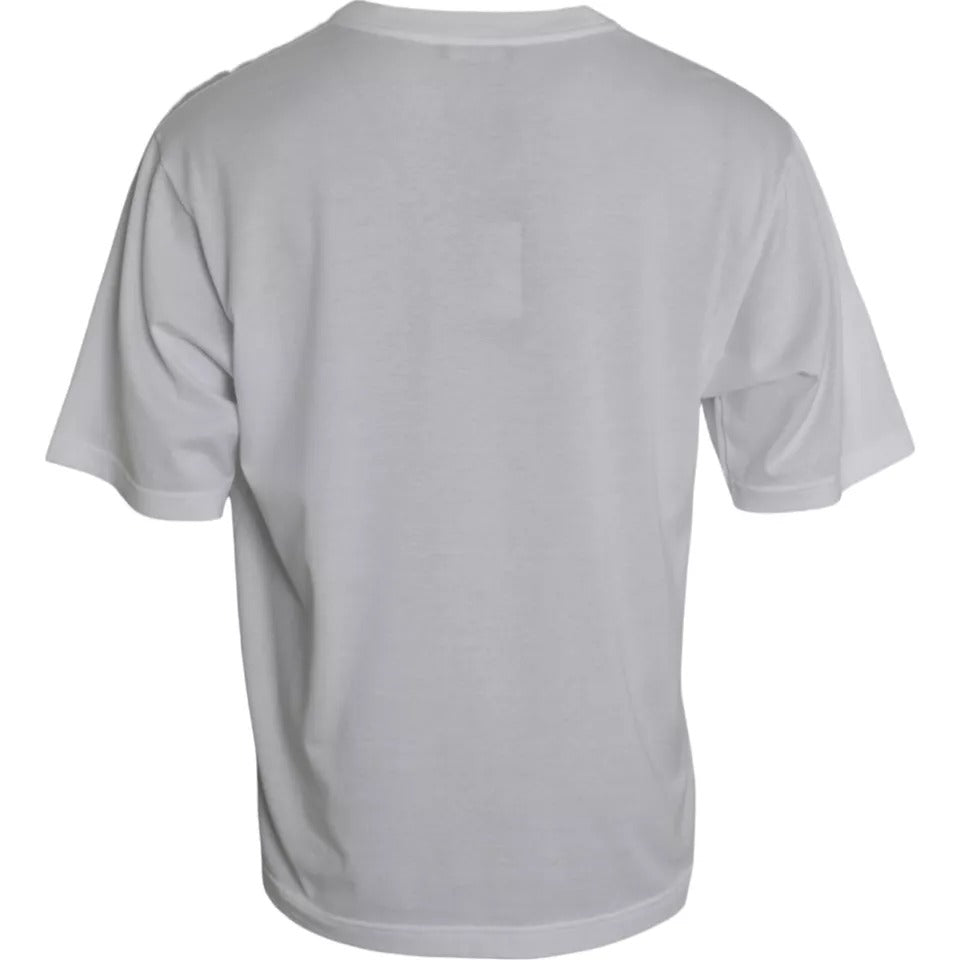 Weißes Kurzarm-T-Shirt aus Baumwolle mit Rundhalsausschnitt