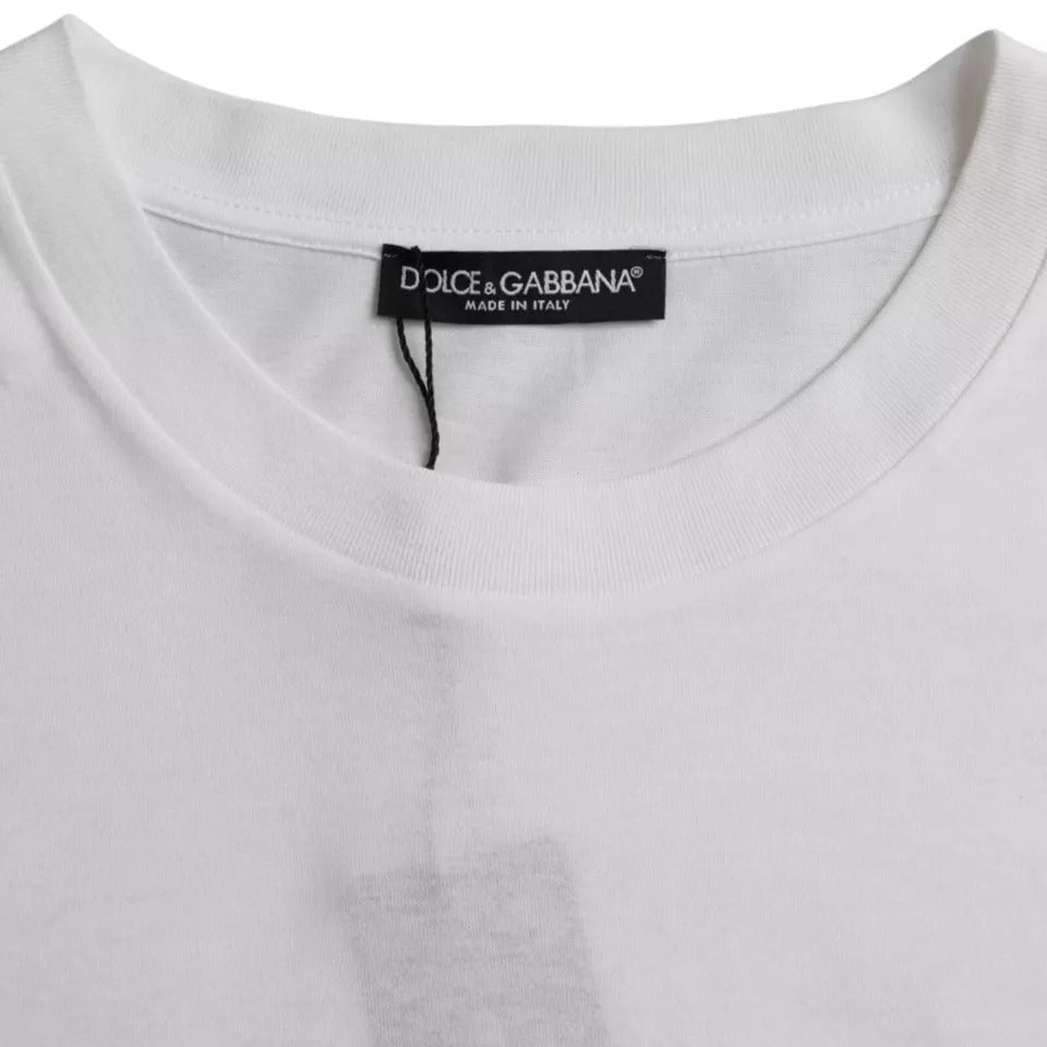 Weißes Kurzarm-T-Shirt aus Baumwolle mit Rundhalsausschnitt