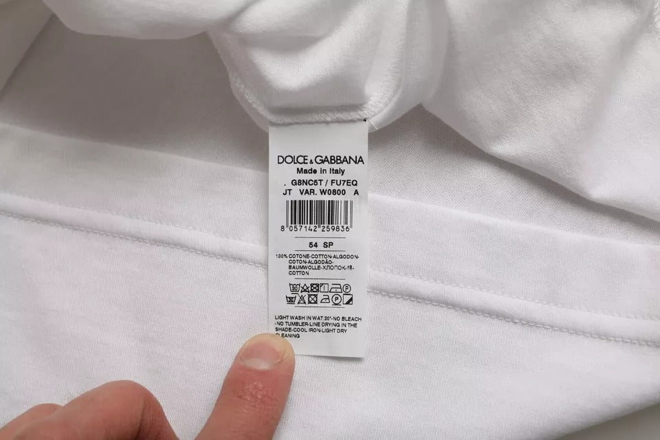 Weißes Kurzarm-T-Shirt aus Baumwolle mit Rundhalsausschnitt