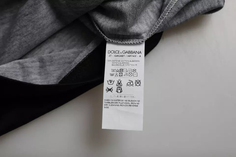 Schwarz-weißes T-Shirt aus Baumwolle mit kurzen Ärmeln und Jazz-Print