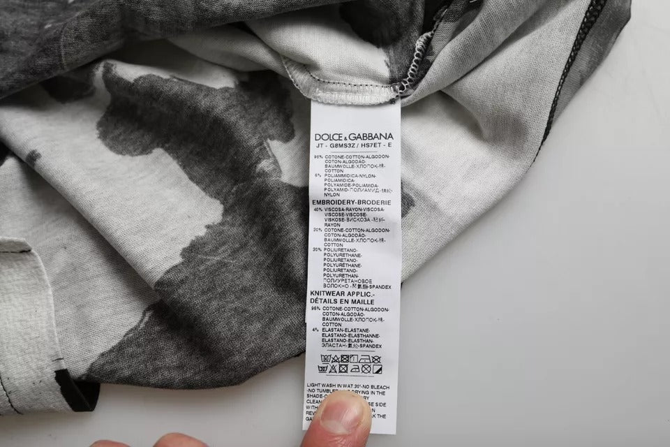 Mehrfarbiges Camouflage-T-Shirt aus Baumwolle mit Rundhalsausschnitt