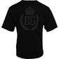Schwarzes Baumwoll-T-Shirt mit Rundhalsausschnitt und Logoprägung