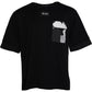 Schwarzes Herren-T-Shirt mit kurzen Ärmeln und Tasche aus Baumwolle