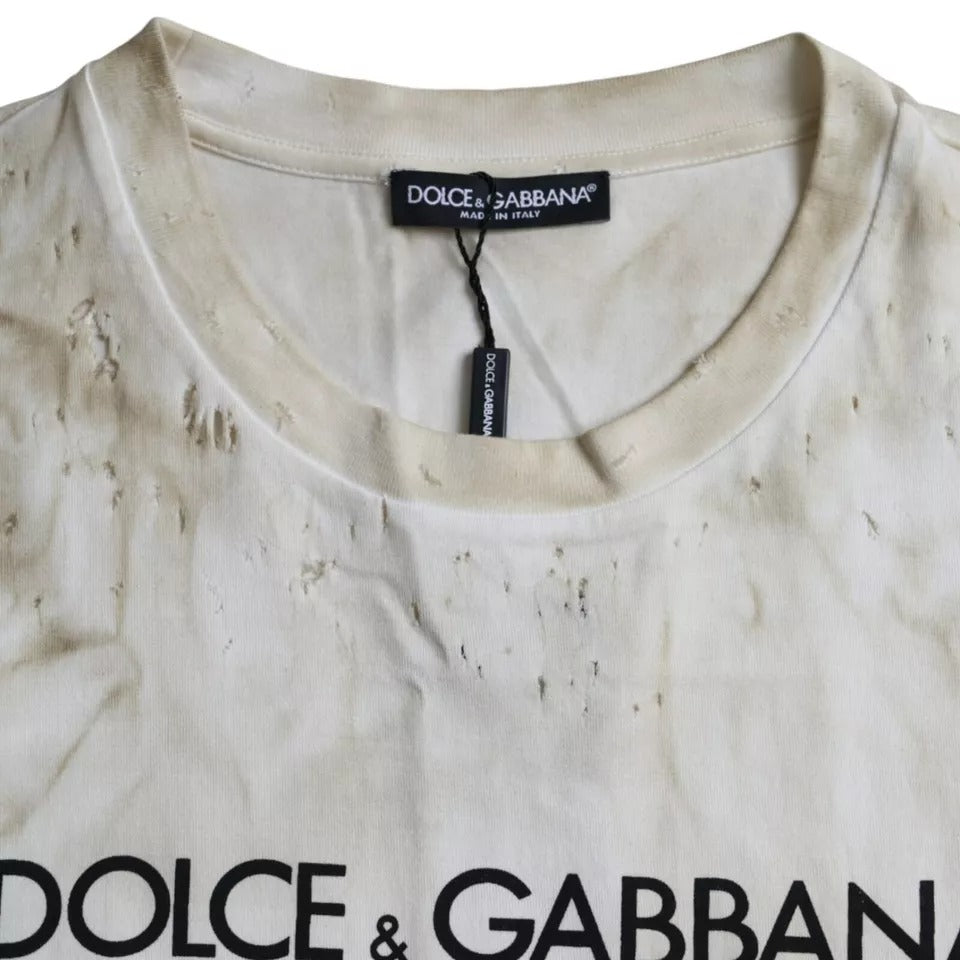 Off-White-T-Shirt aus Baumwolle mit Rundhalsausschnitt und Logo